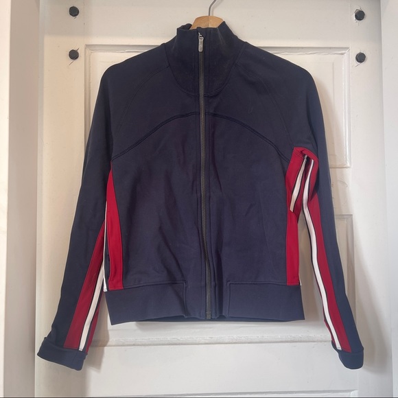 Lululemon navy, red & white stripe zip up - Picture 1 of 8